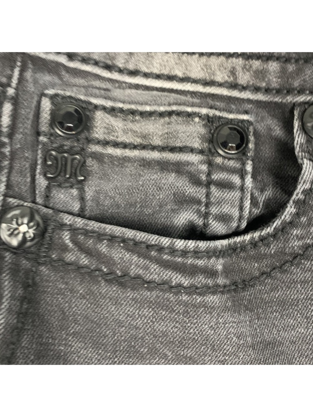 Miss Me Skinny Jeans Washed Black Grey Women's 32 Y2K Indie Sleeze - Picture 7 of 10